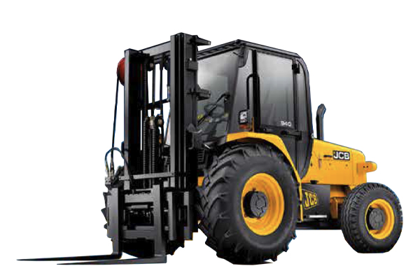JCB Rough Terrain Forklift with the lift at ground level.